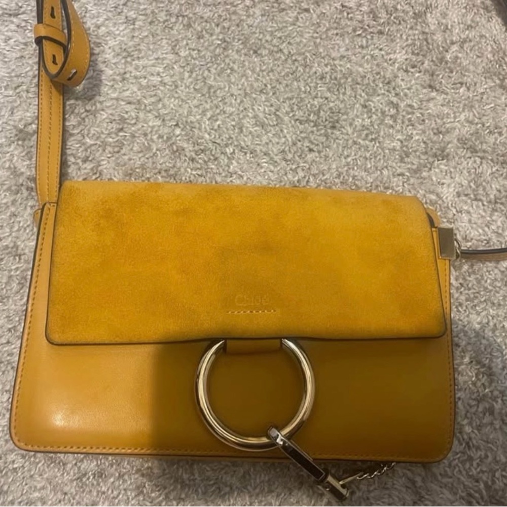 Chloe Mustard Leather and Suede Crossbody Bag